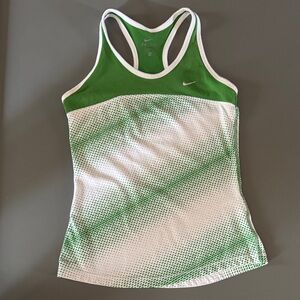Vintage Nike Women's Workout Green and White Tank Top Size XS